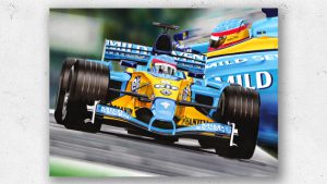 Airbrush painting Fernando Alonso Renault F1 2003