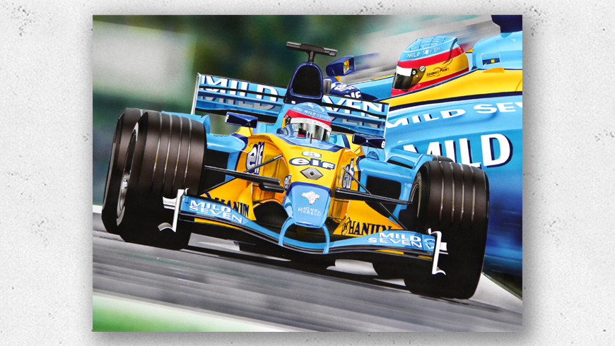 Airbrush painting Fernando Alonso Renault F1 2003