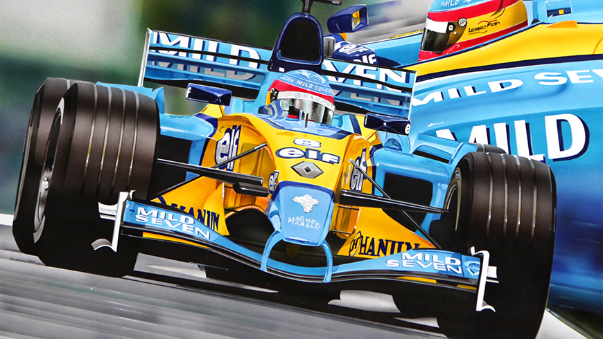 Airbrush painting Fernando Alonso Renault F1 2003