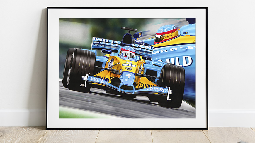 Airbrush painting Fernando Alonso Renault F1 2003